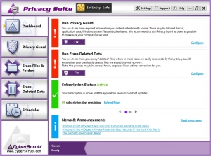 Privacy Suite Main Screen - The Dashboard